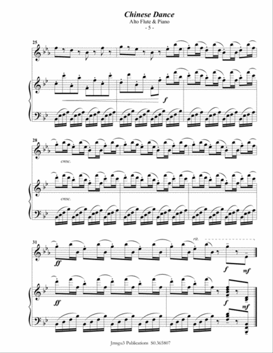 Tchaikovsky: Chinese Dance from Nutcracker Suite for Alto Flute & Piano Flute Solo scores gallery preview page 6