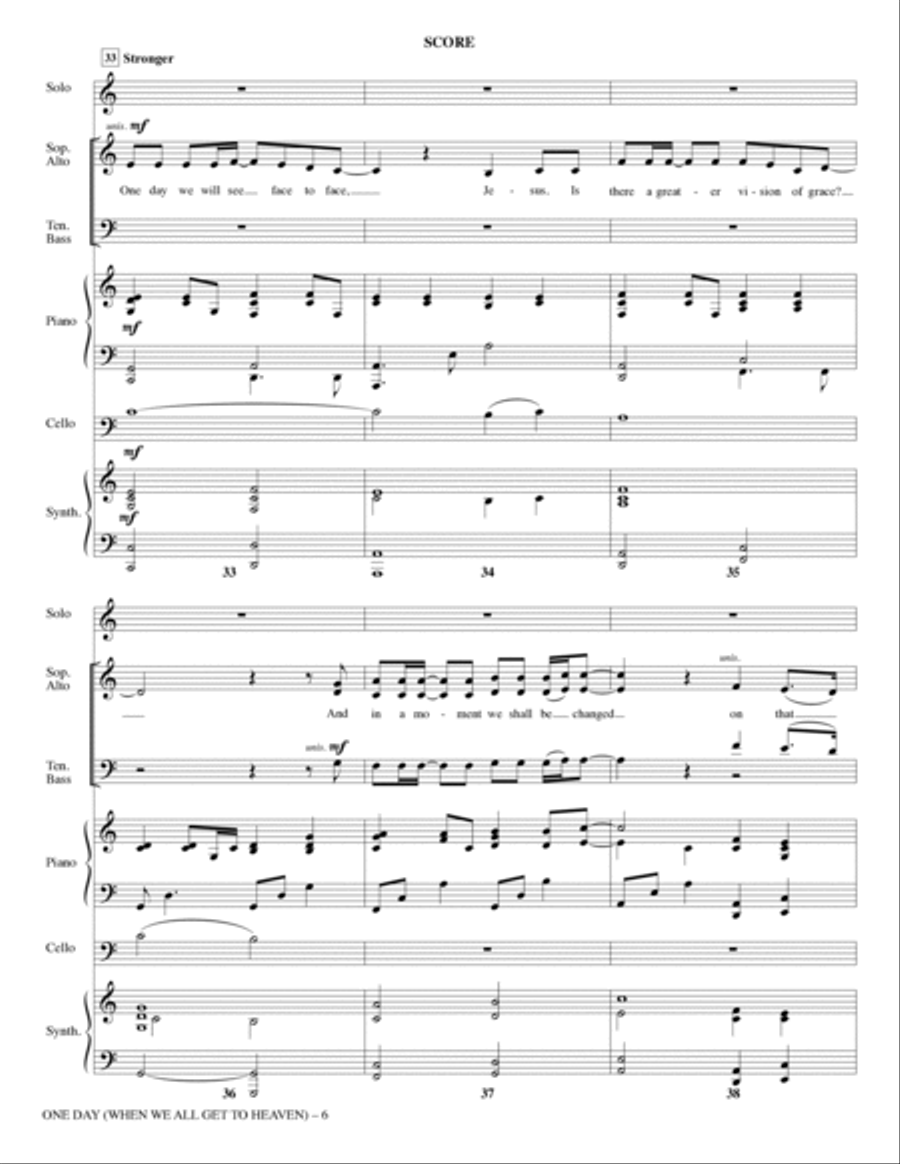 One Day (When We All Get to Heaven) (Arr. Heather Sorenson) - Full Score Choir scores gallery preview page 6