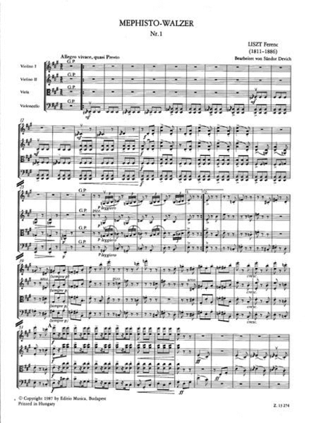 Mephisto-Walzer Nr. 1 für Streichquartett