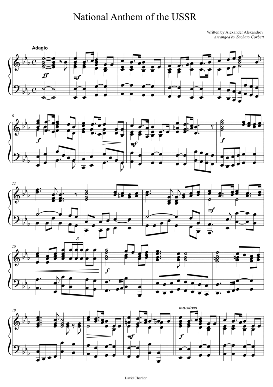 National Anthem of the USSR Piano Solo scores gallery preview page 1