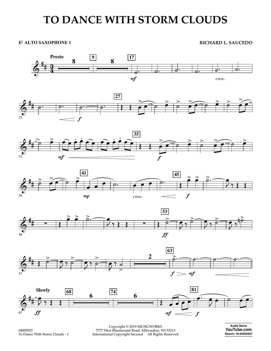 To Dance with Storm Clouds - Eb Alto Saxophone 1 Concert Band scores gallery preview page 1