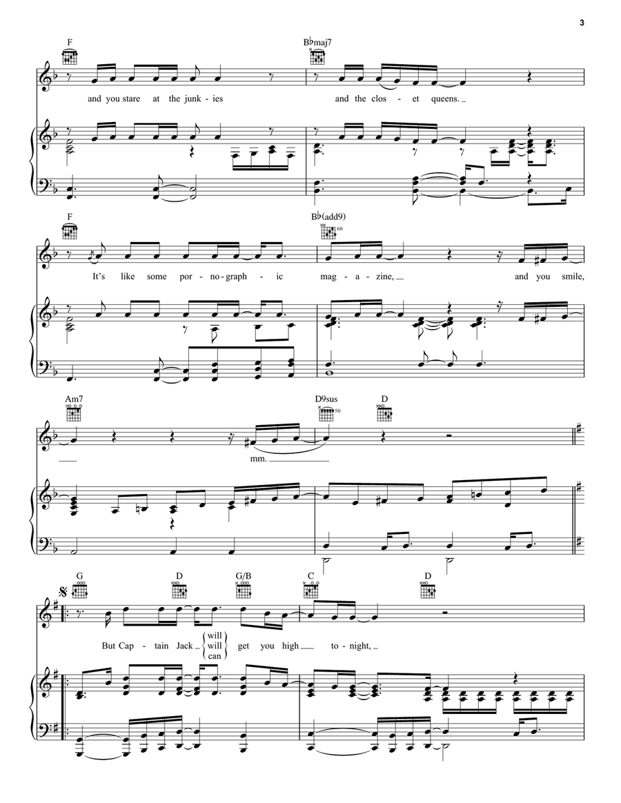 Captain Jack Piano, Vocal, Guitar scores gallery preview page 3