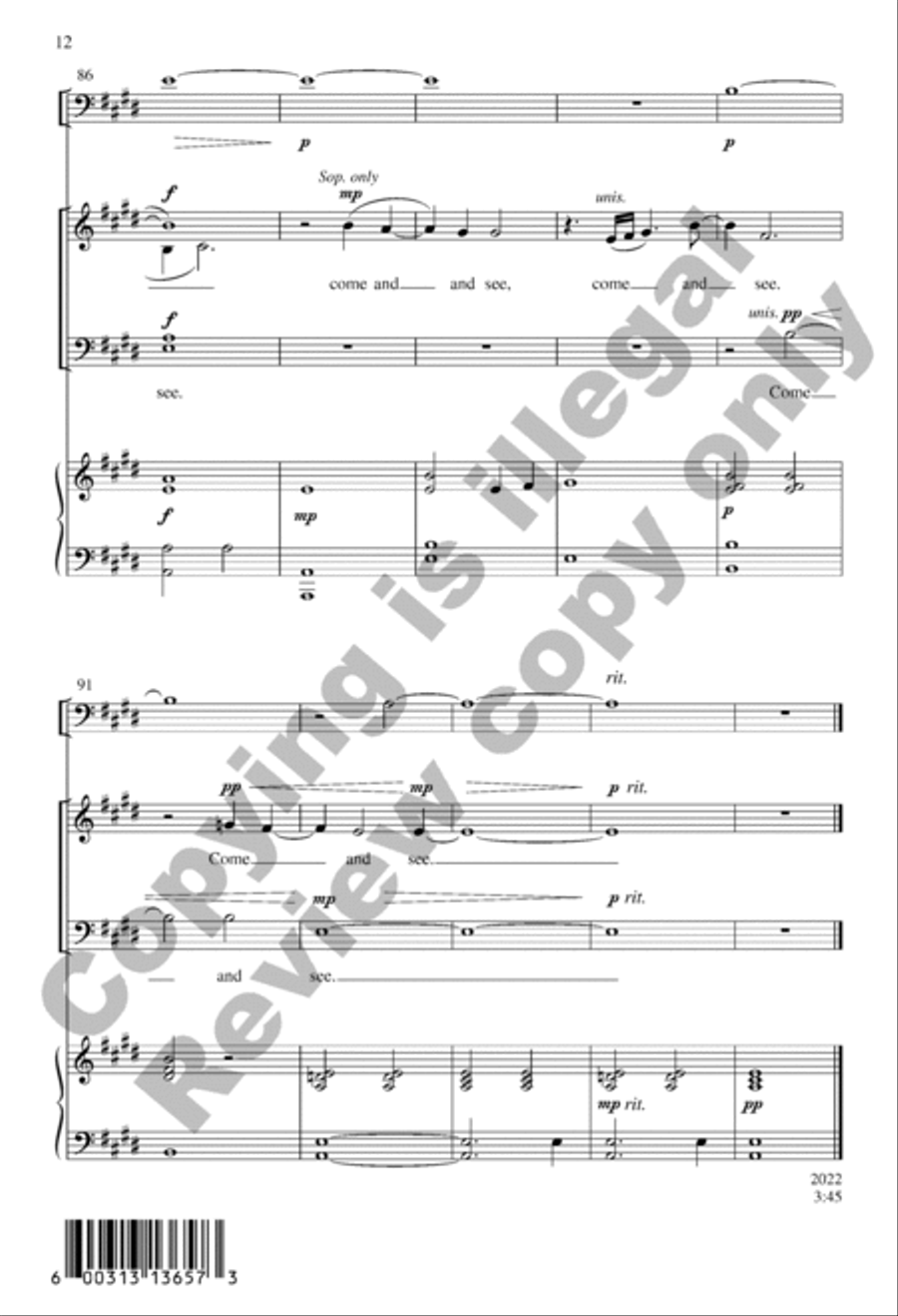 Come and See (Choral Score) 4-Part scores gallery preview page 12