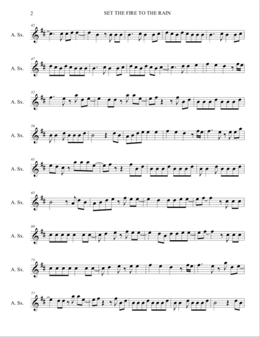 Set Fire To The Rain Alto Saxophone scores gallery preview page 2