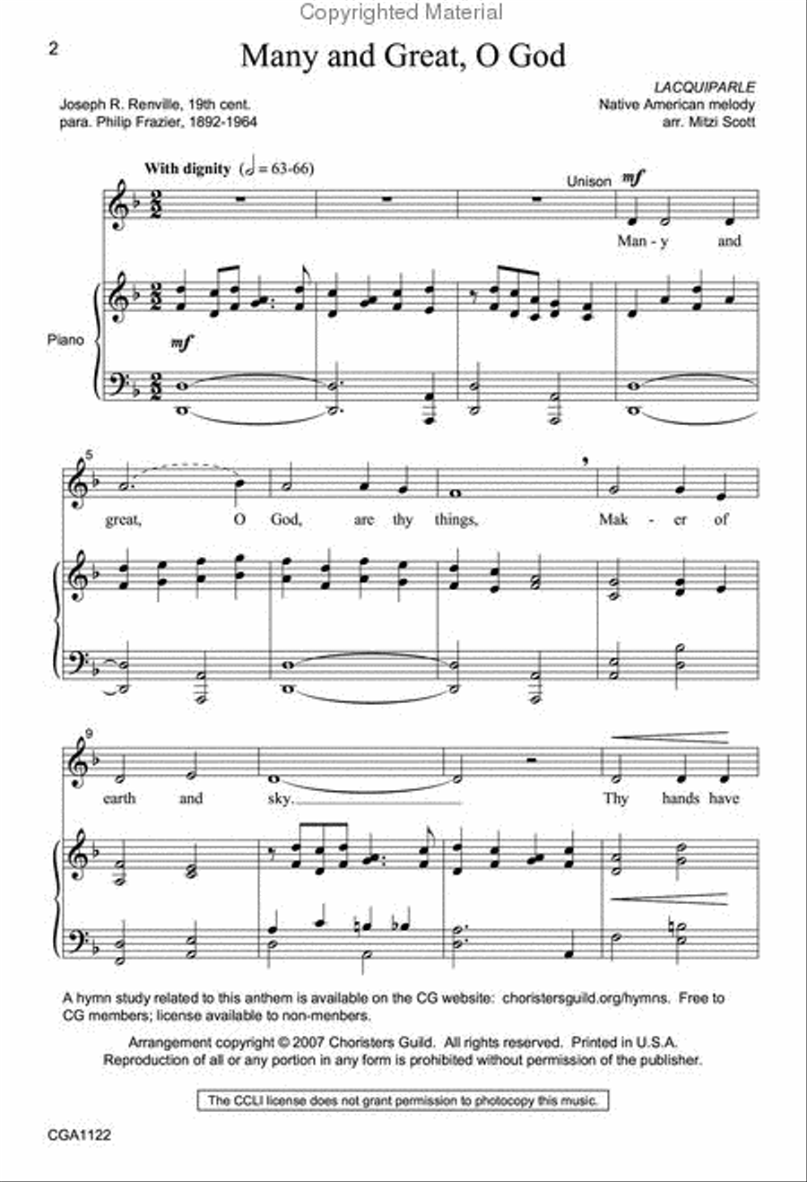 Many and Great, O God 2-Part scores gallery preview page 2