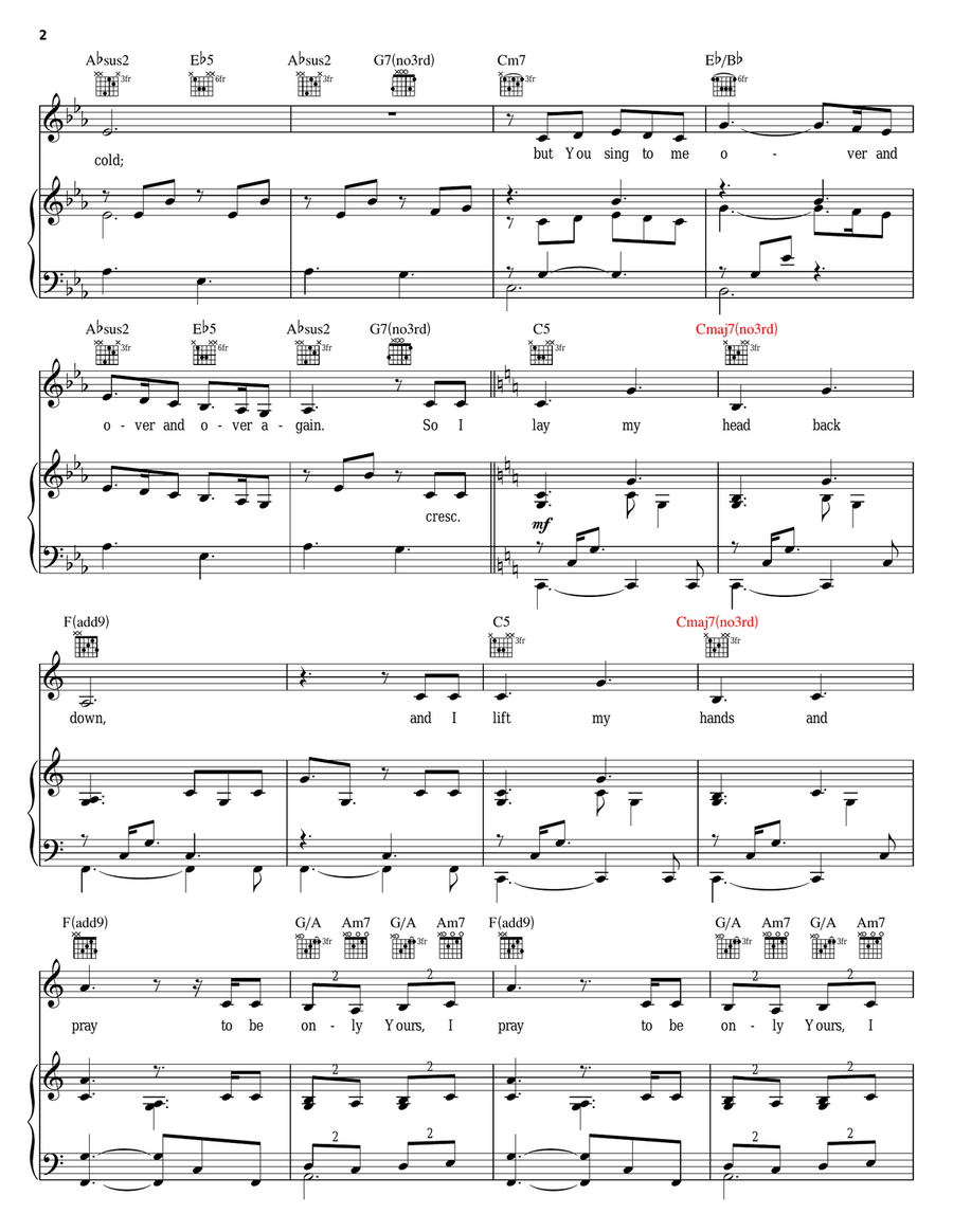 Only Hope Piano, Vocal, Guitar scores gallery preview page 2