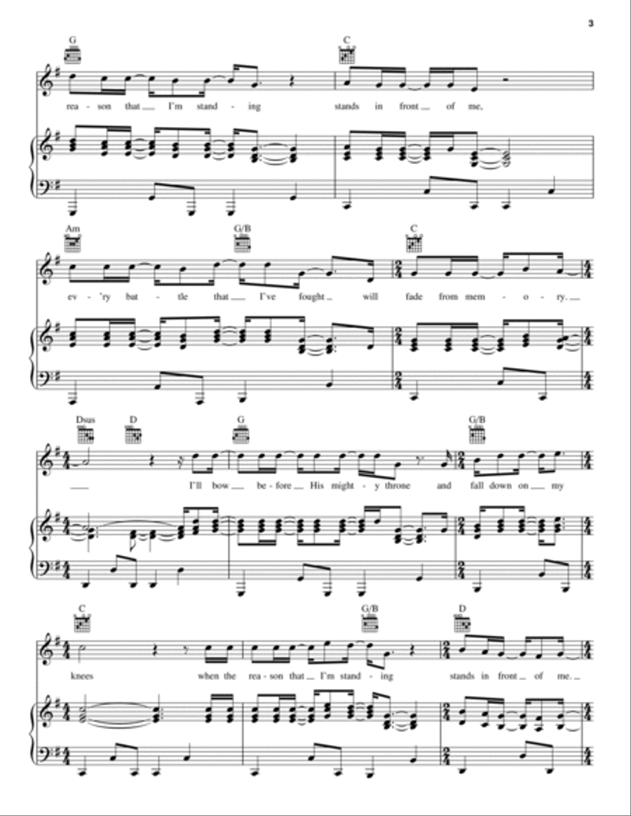 The Reason That I'm Standing Piano, Vocal, Guitar scores gallery preview page 3