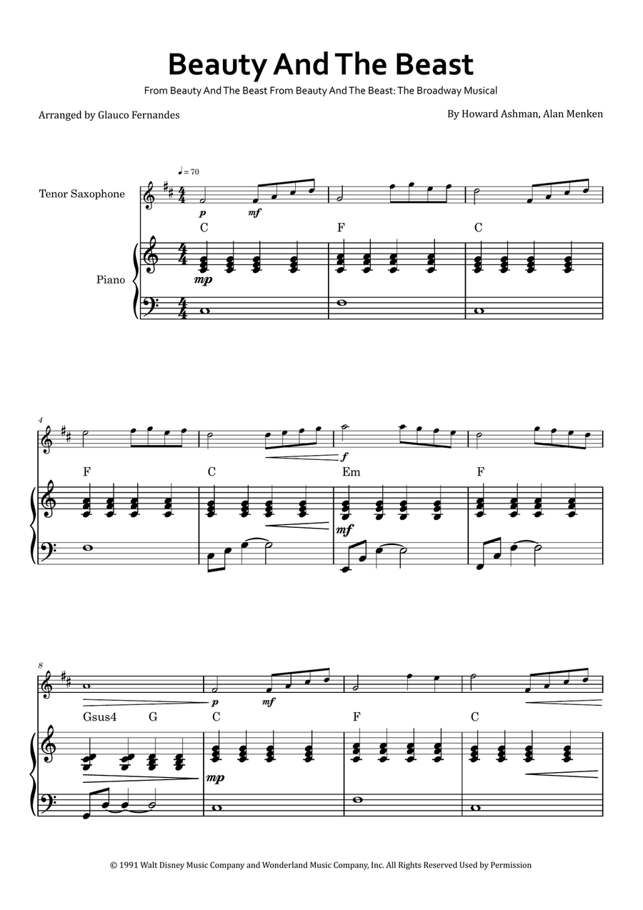 Beauty And The Beast Chamber Music scores gallery preview page 1