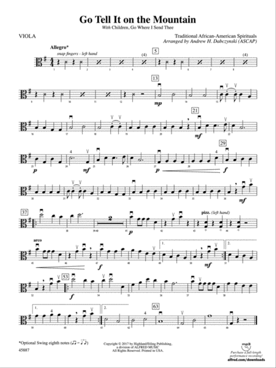 Go Tell It on the Mountain: Viola String Orchestra scores gallery preview page 1