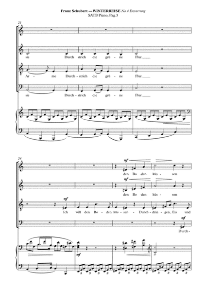 Schubert, Erstarrung from Winterreise. Arranged for SATB and Piano with Wind-Instruments ad lib. Voc image number null