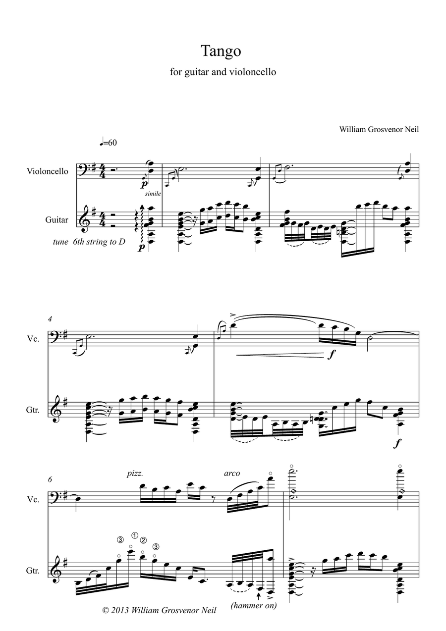 Tango for guitar and violoncello String Duet scores gallery preview page 3