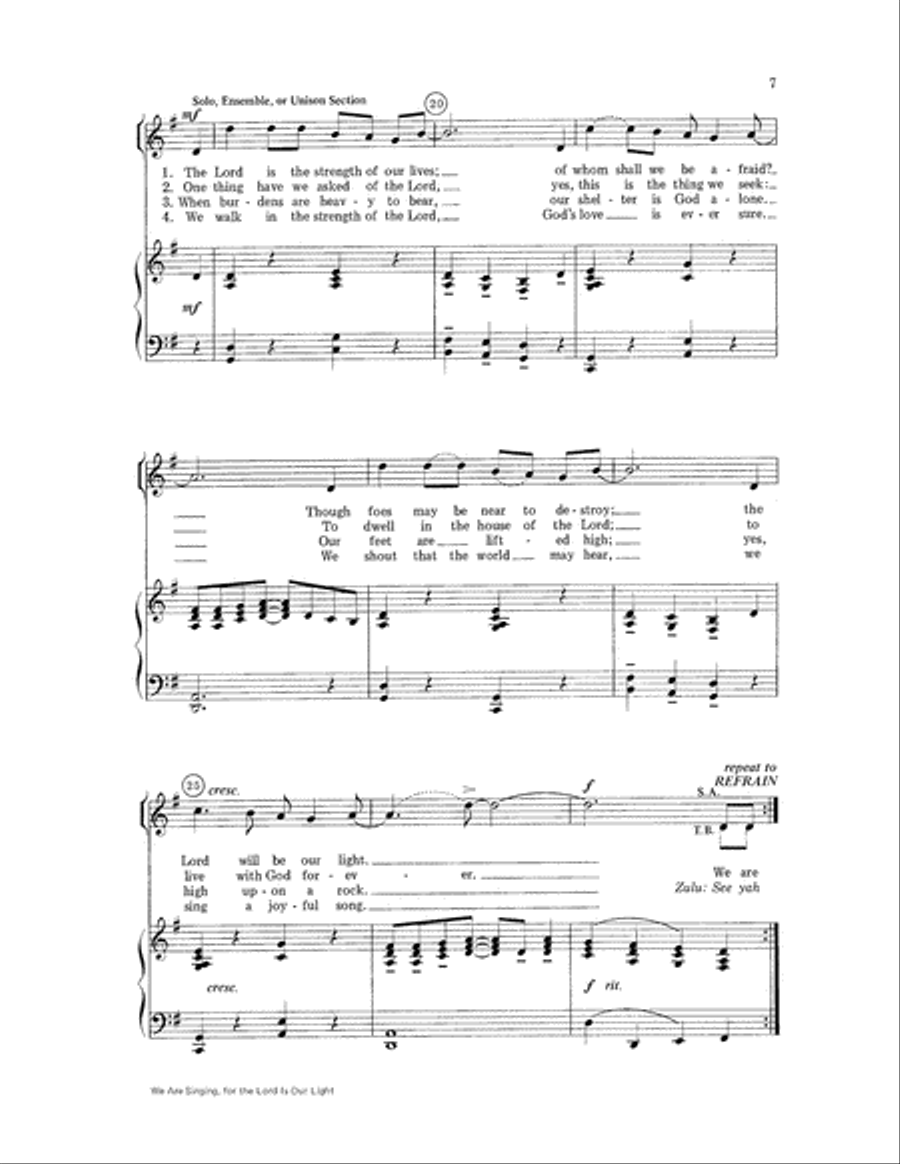 We Are Singing, for the Lord Is Our Light Choir scores gallery preview page 7