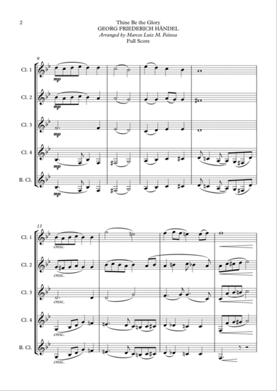 Thine Be the Glory (Maccabeus) - Clarinet Quintet Clarinet Quintet scores gallery preview page 4