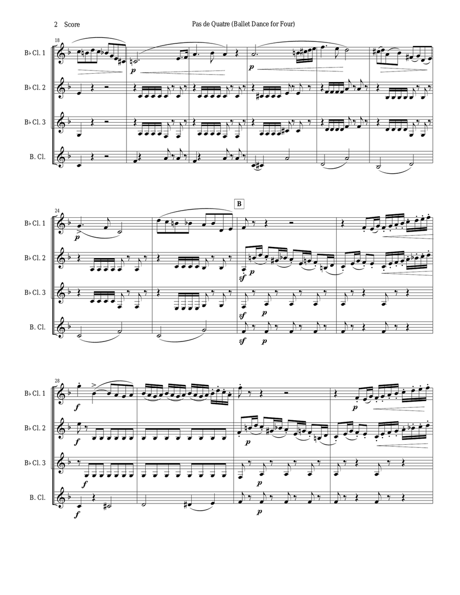 Verdi - Ballet Music for clarinet quartet (Jerusalem, Act III) Clarinet Quartet scores gallery preview page 2