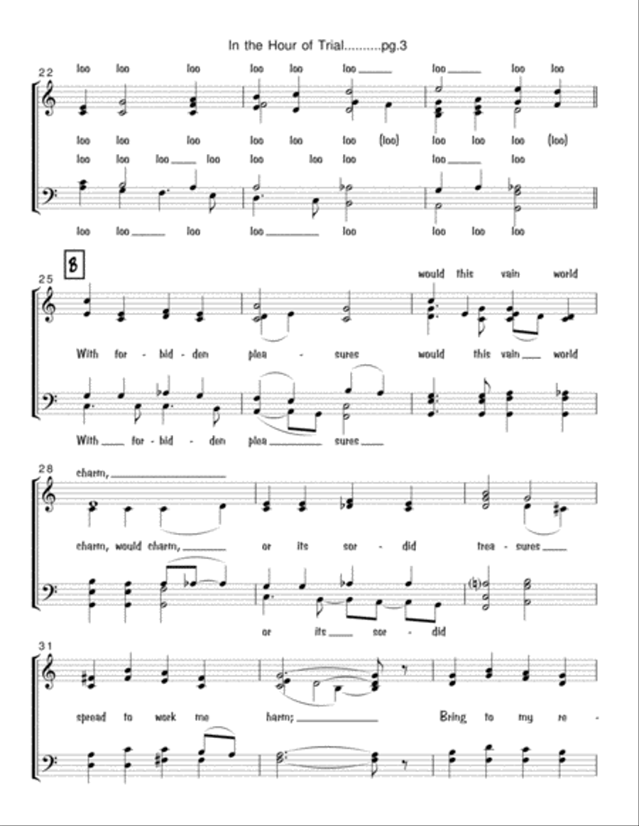 In the Hour Of Trial - SATB acappella 4-Part scores gallery preview page 3