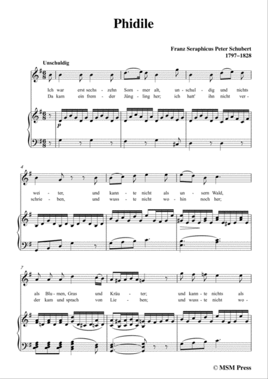Schubert-Phidile,in G Major,for Voice&Piano Voice scores gallery preview page 3