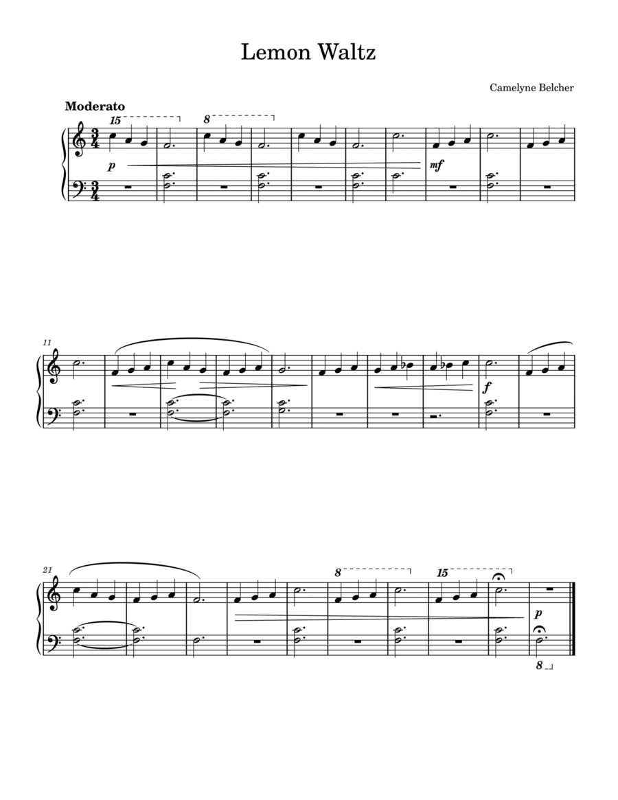 Lemon Waltz Easy Piano scores gallery preview page 1