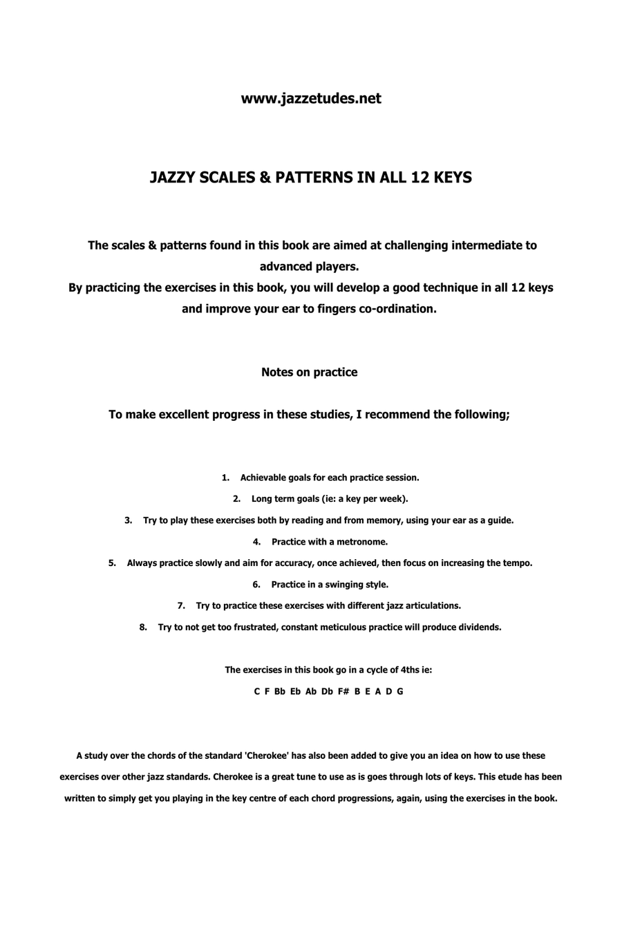 Jazzy scales and patterns in 12 keys - treble clef