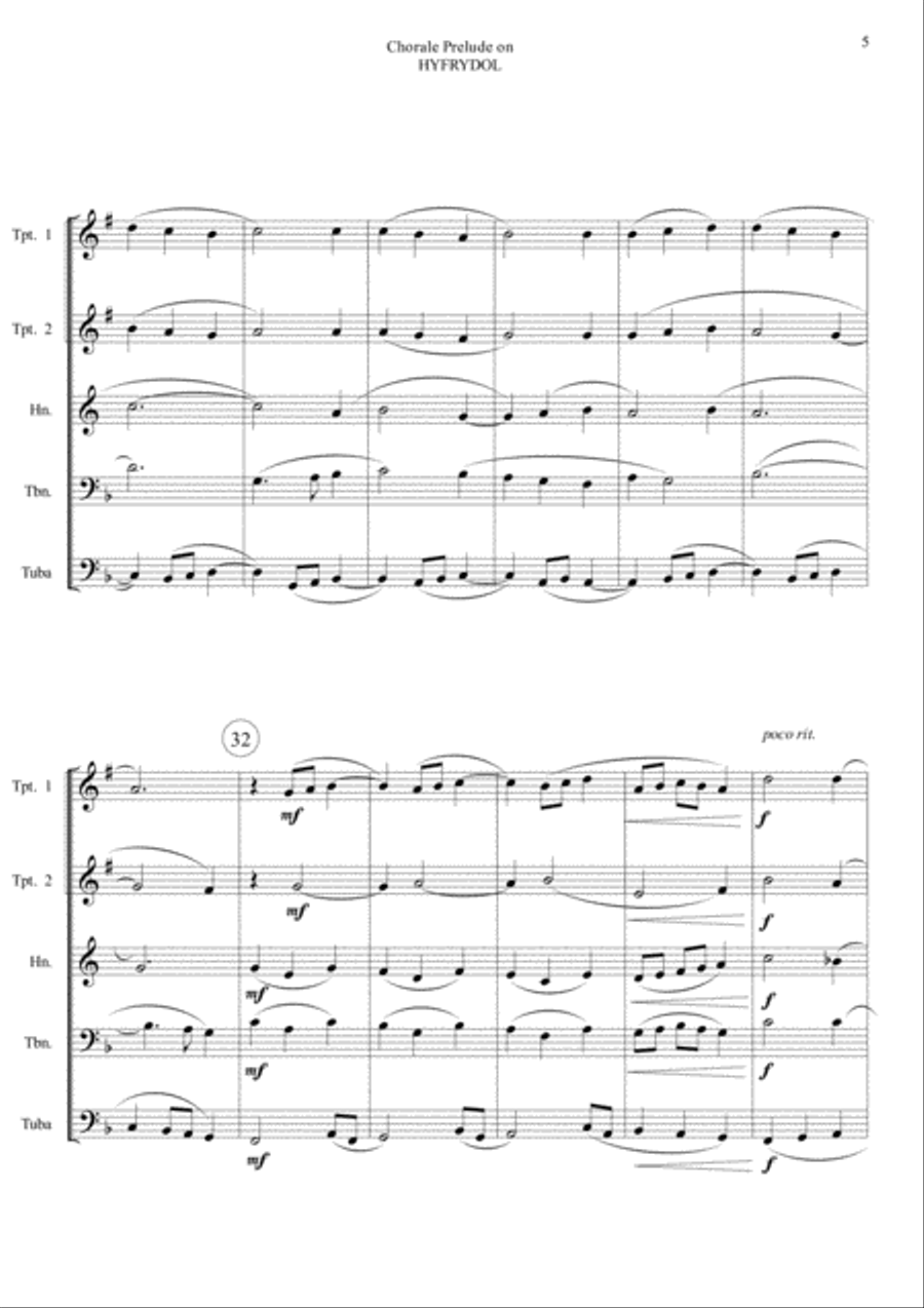 Chorale Prelude on Hyfrydol - Brass Quintet Brass Quintet scores gallery preview page 5