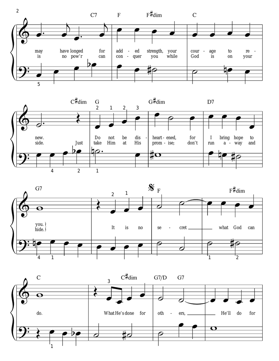 It Is No Secret (What God Can Do) Easy Piano scores gallery preview page 2