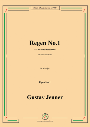 Book cover for Jenner-Regen No.1,in A Major,Op.6 No.1