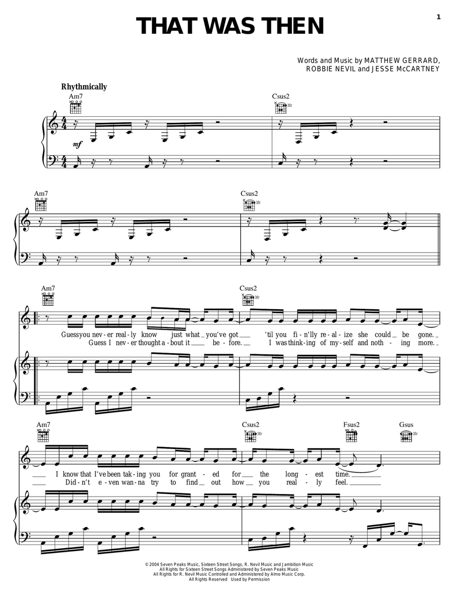 That Was Then That Was Then Piano, Vocal, Guitar scores gallery preview page 1