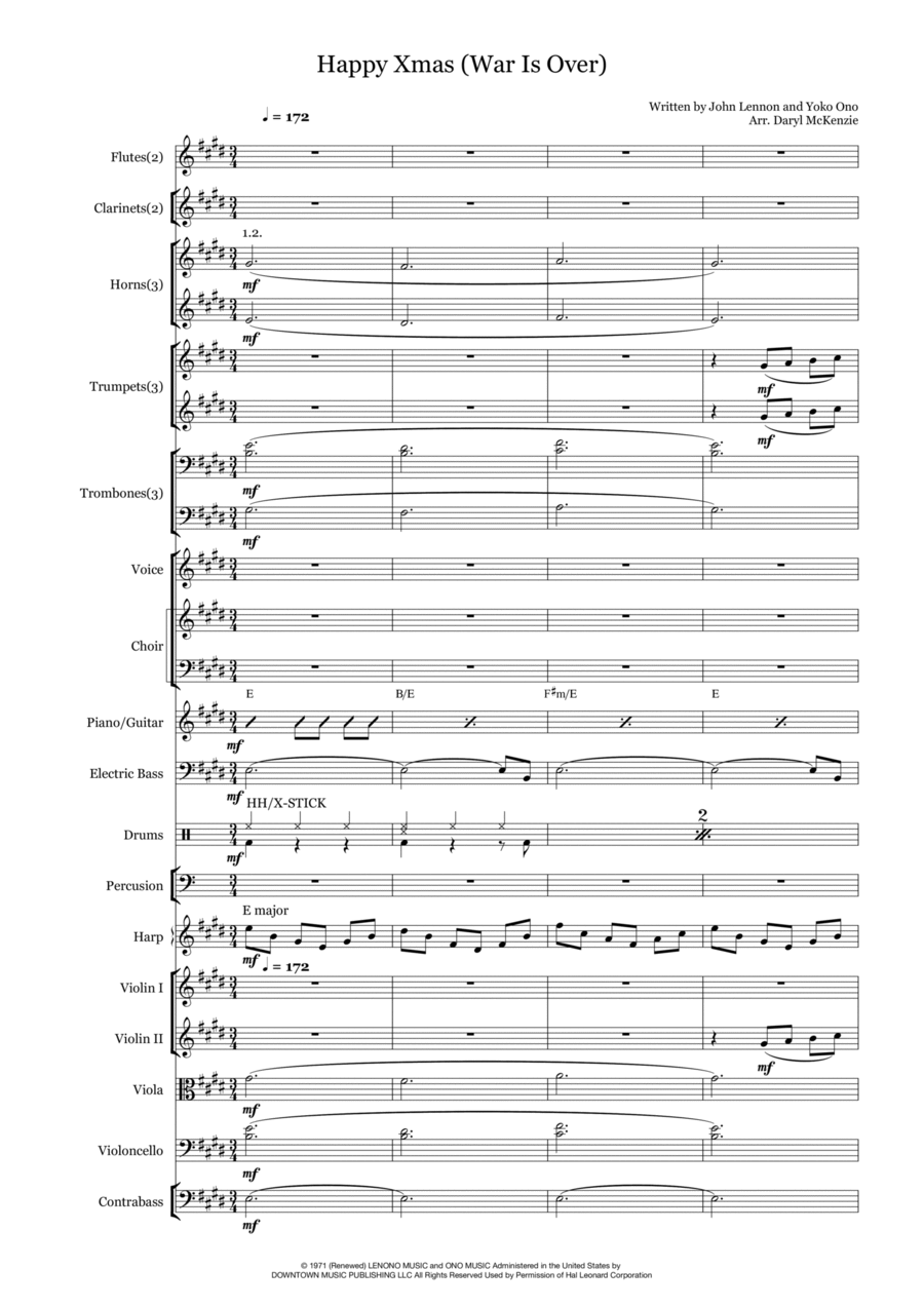 Happy Xmas (war Is Over) Full Orchestra scores gallery preview page 1