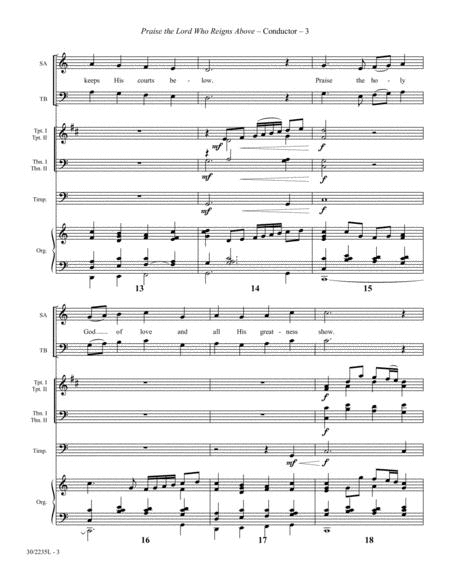 Praise the Lord Who Reigns Above - Brass and Timpani Score/Parts image number null