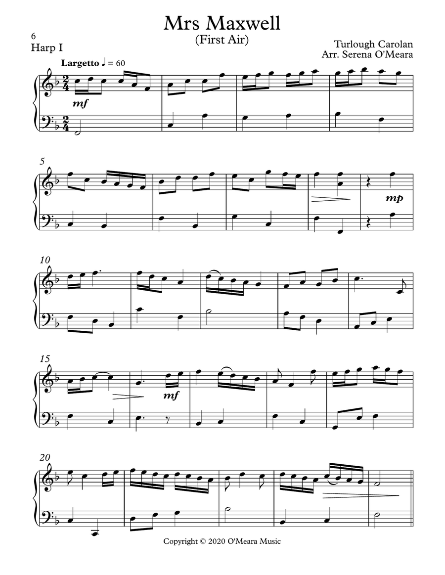 Mrs Maxwell, Harp Duet Celtic Harp scores gallery preview page 6