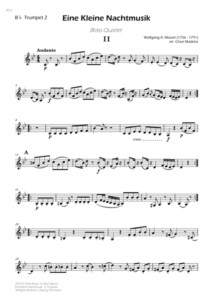Eine Kleine Nachtmusik (2 mov.) - Brass Quartet (Individual Parts) image number null