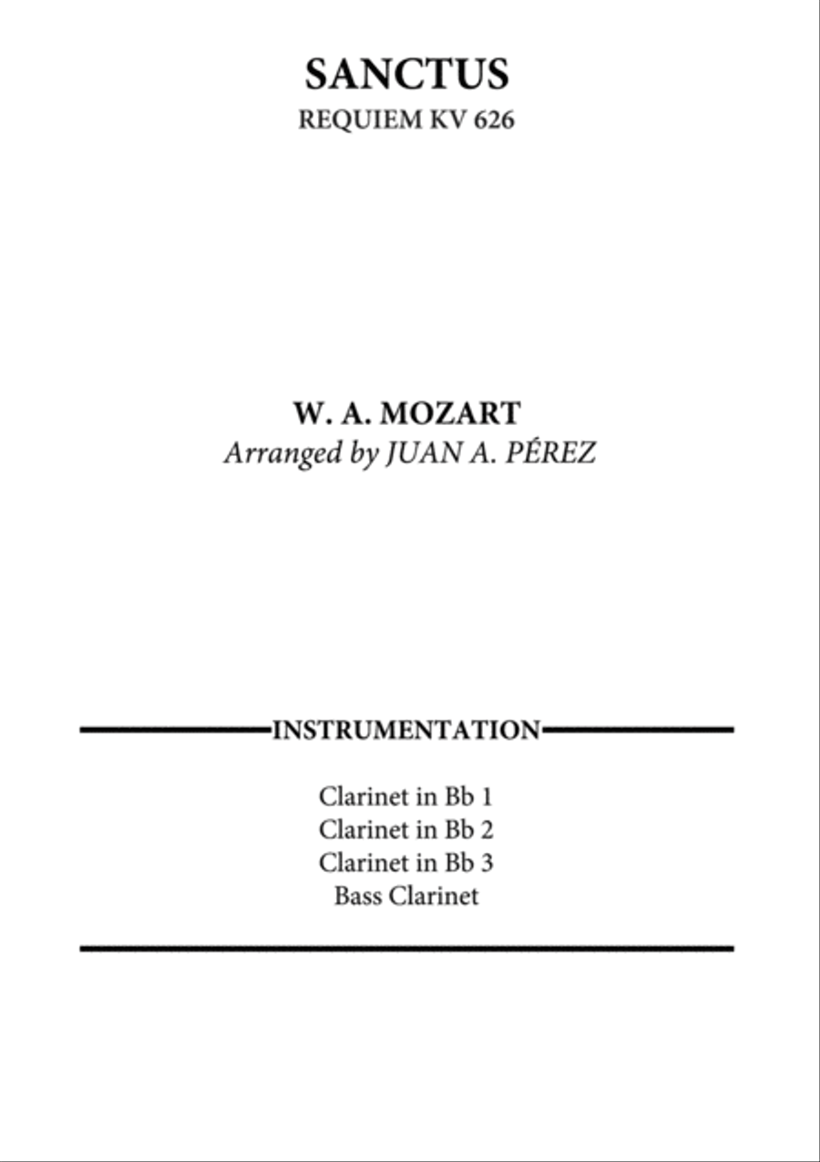 Sanctus (Requiem KV 626) Clarinet Quartet scores gallery preview page 1