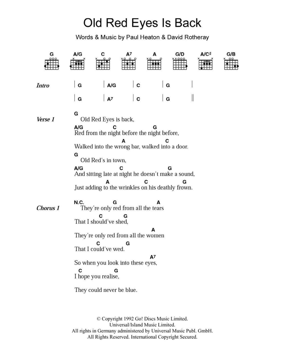Old Red Eyes Is Back Old Red Eyes Is Back Acoustic Guitar scores gallery preview page 1