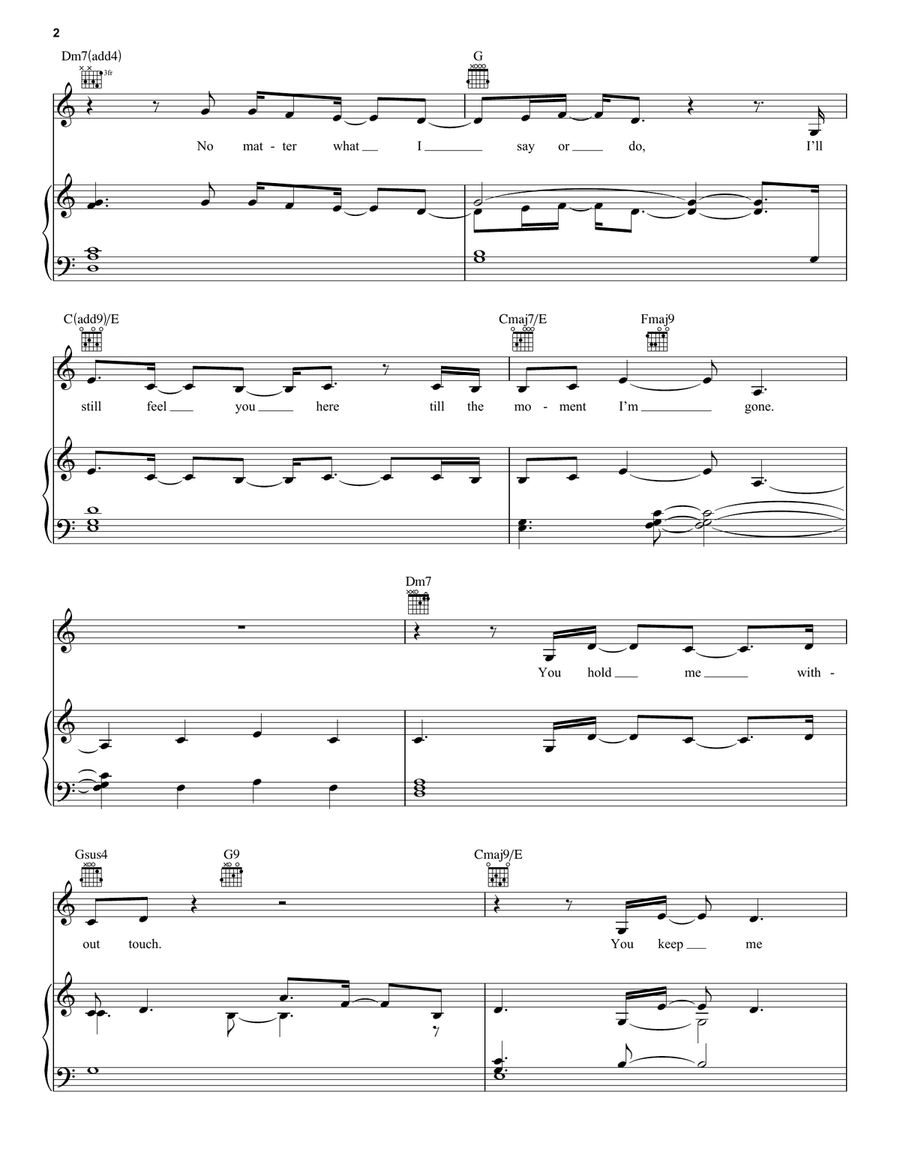 Gravity Piano, Vocal, Guitar scores gallery preview page 2