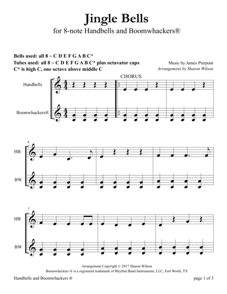 Jingle Bells for 8-note Bells and Boomwhackers® (with Black and White Notes) image number null