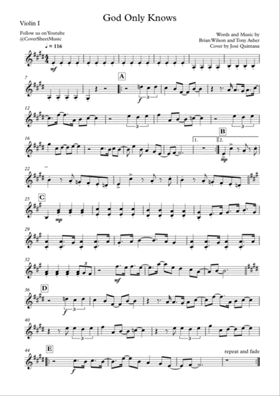God Only Knows String Quartet scores gallery preview page 5