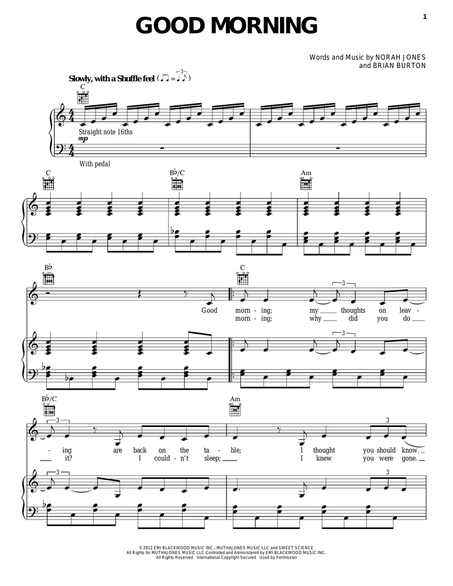 Good Morning Good Morning Piano, Vocal, Guitar scores gallery preview page 1