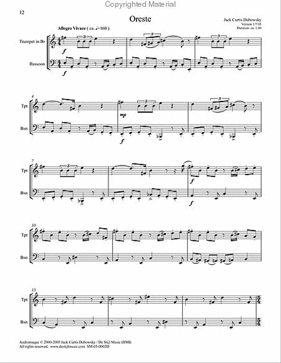 Andromaque : Six Bongatelles (Trumpet in Bb/Bassoon) Bassoon scores gallery preview page 4