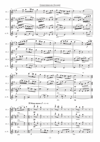 Greensleeves [Flute Quartet] image number null