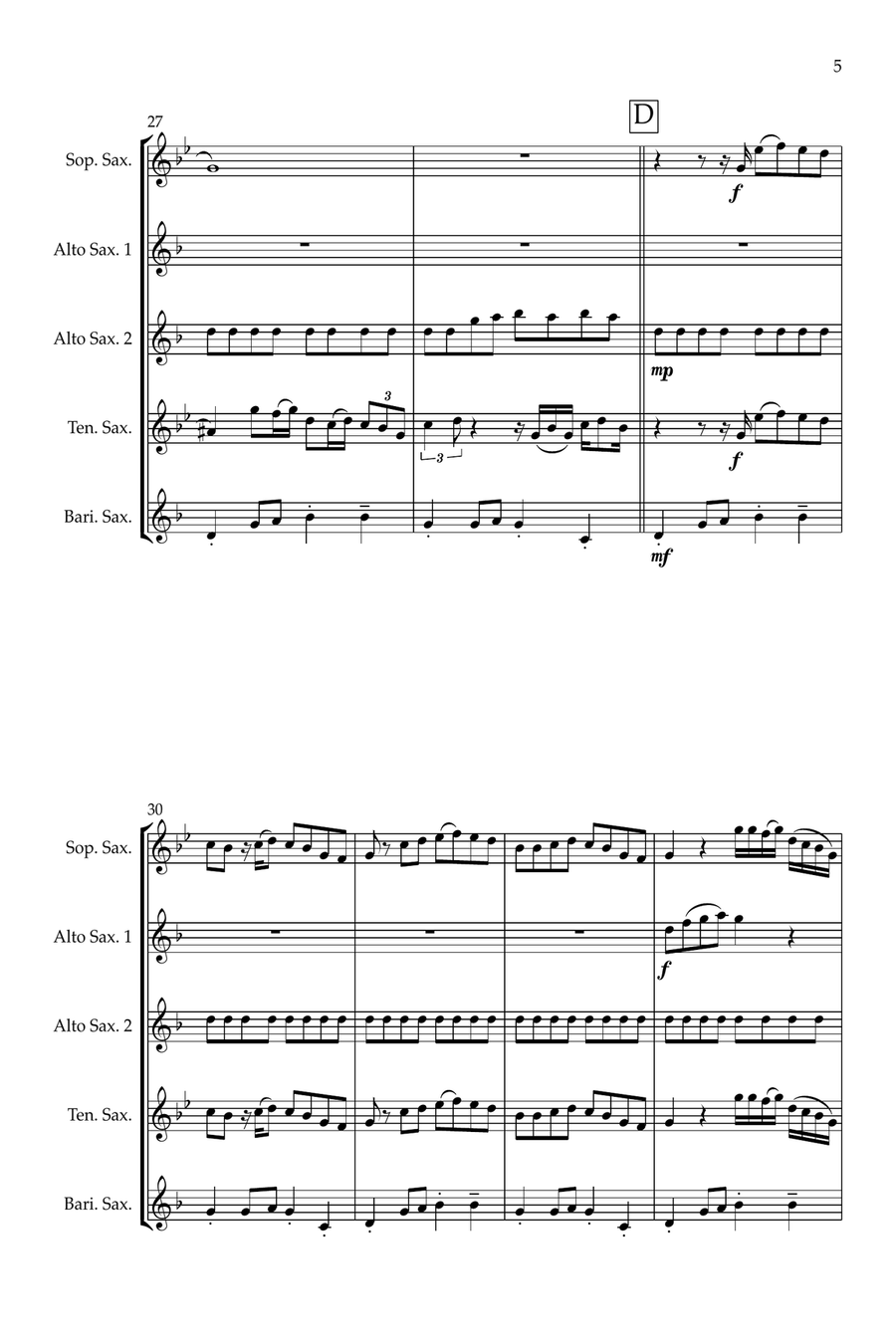 Why D'you Only Call Me When You're High? Saxophone Quintet scores gallery preview page 6