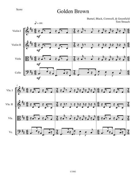 Golden Brown - String Quartet - Digital Sheet Music