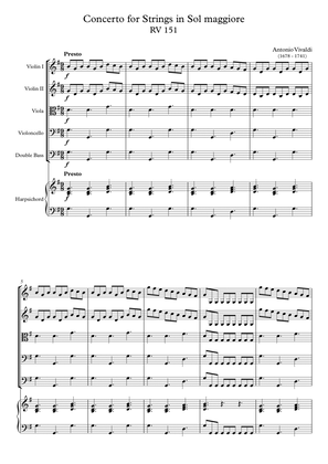 Book cover for Concerto for Strings in Sol maggiore RV 151