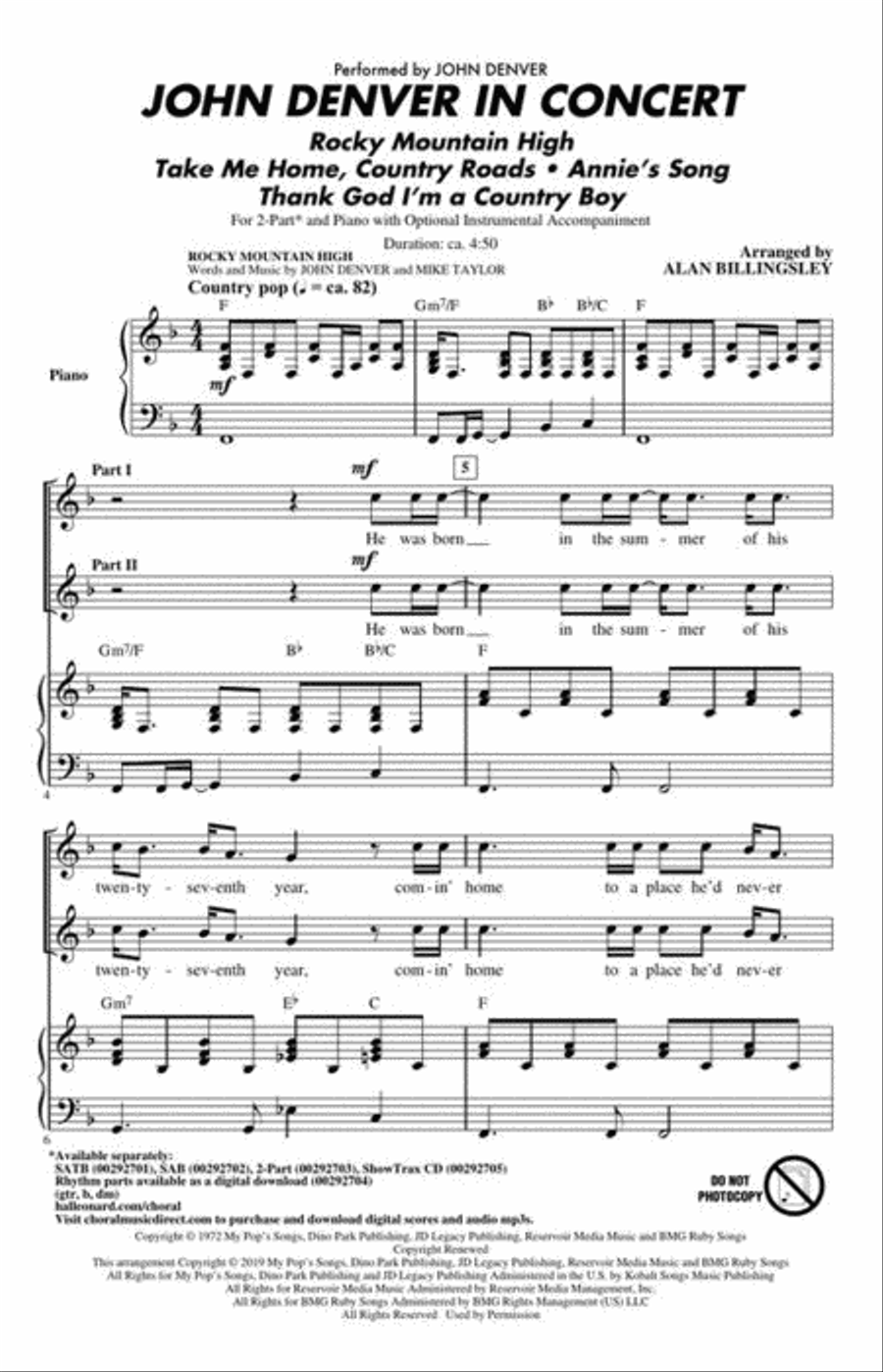 John Denver in Concert John Denver in Concert 2-Part scores gallery preview page 3