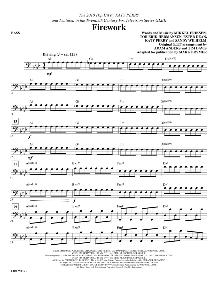 Firework - Bass Choir scores gallery preview page 1