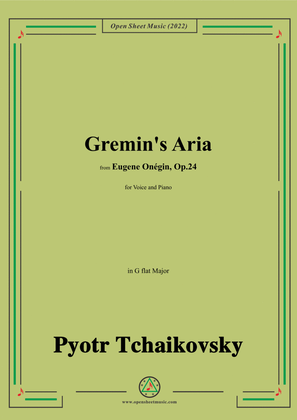 Book cover for Tchaikovsky-Gremin's Aria,in G flat Major,from Eugene Onegin