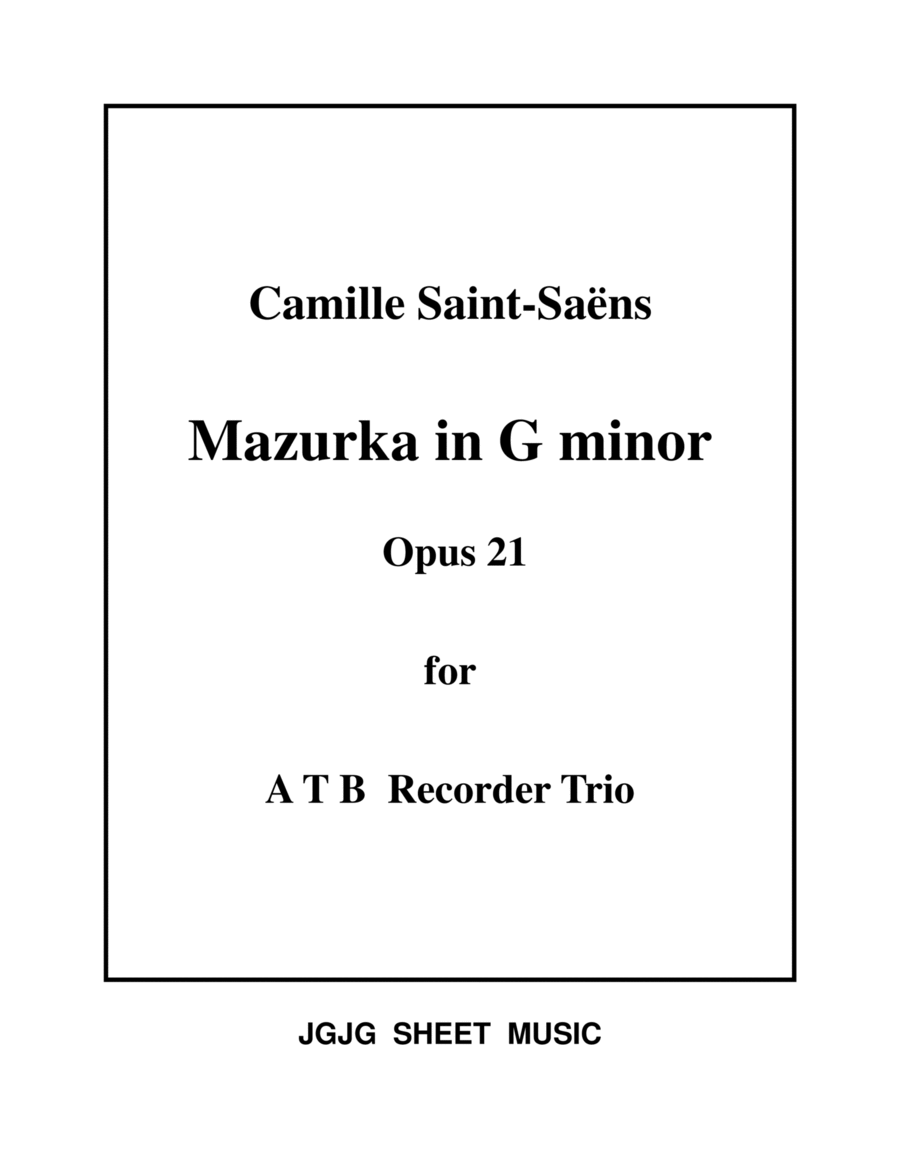 Saint-Saens Mazurka for Recorder Trio Recorder scores gallery preview page 1