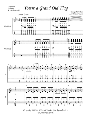Your a Grand Old Flag : Ukulele Duet with Tablature
