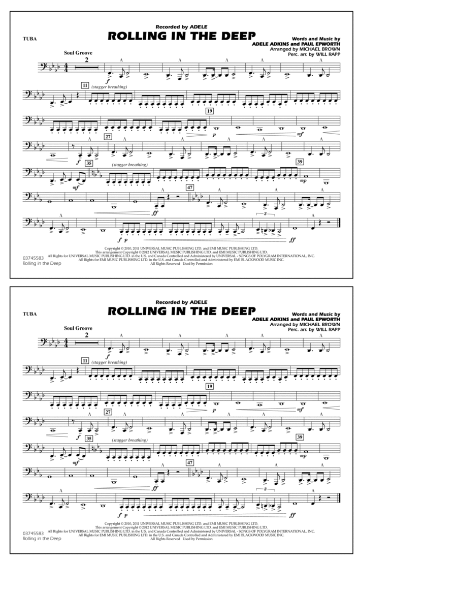 Rolling In The Deep - Tuba Marching Band scores gallery preview page 1