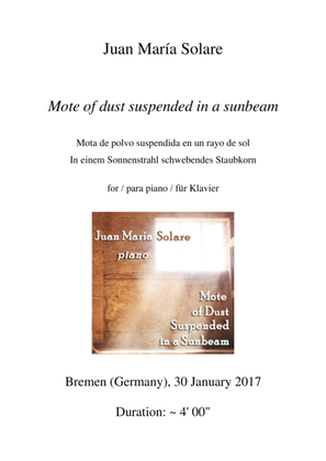 Book cover for Mote of Dust Suspended in a Sunbeam [piano solo]
