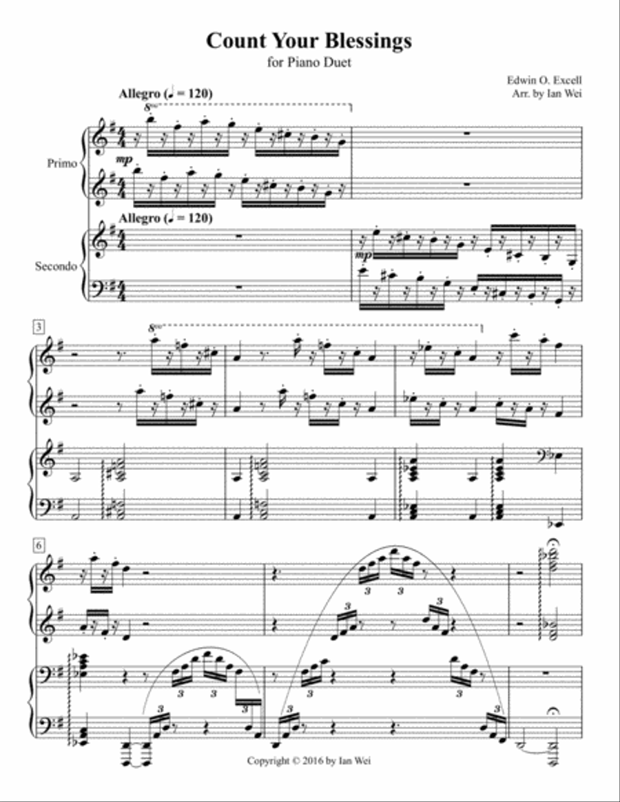 Count Your Blessings for Piano Duet 1 Piano, 4-Hands scores gallery preview page 1