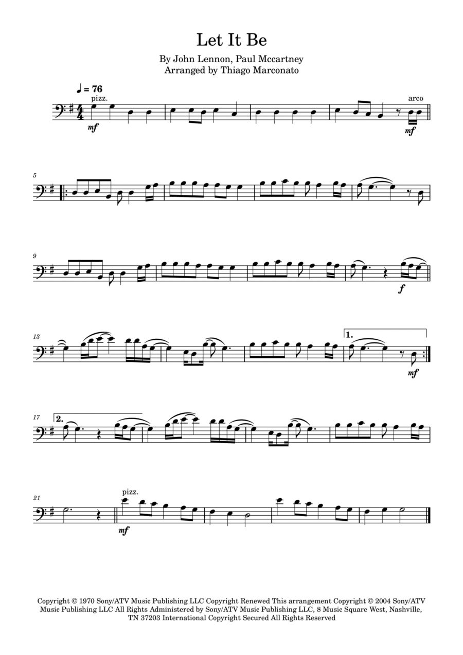 Let It Be Cello Solo scores gallery preview page 1